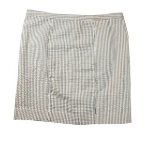 Willi Smith Women's 8 Beige White Seersucker A-Line Skirt Casual Career Nautical